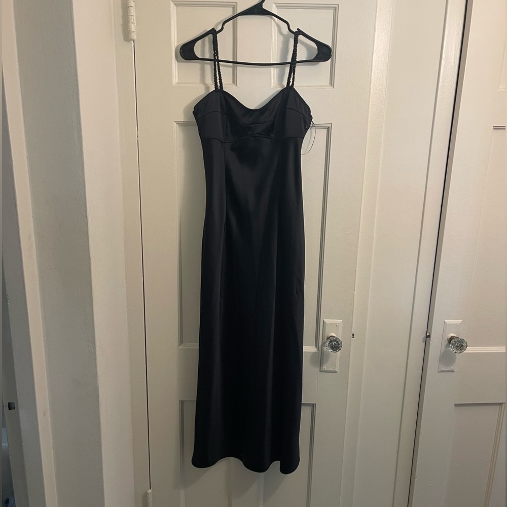 H&M black satin dress